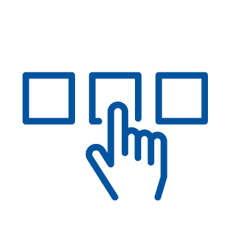 Icon of hand tapping one of three squares