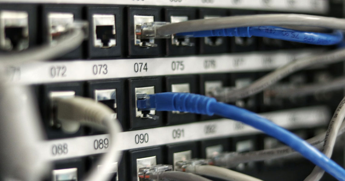 Cables connected to a server