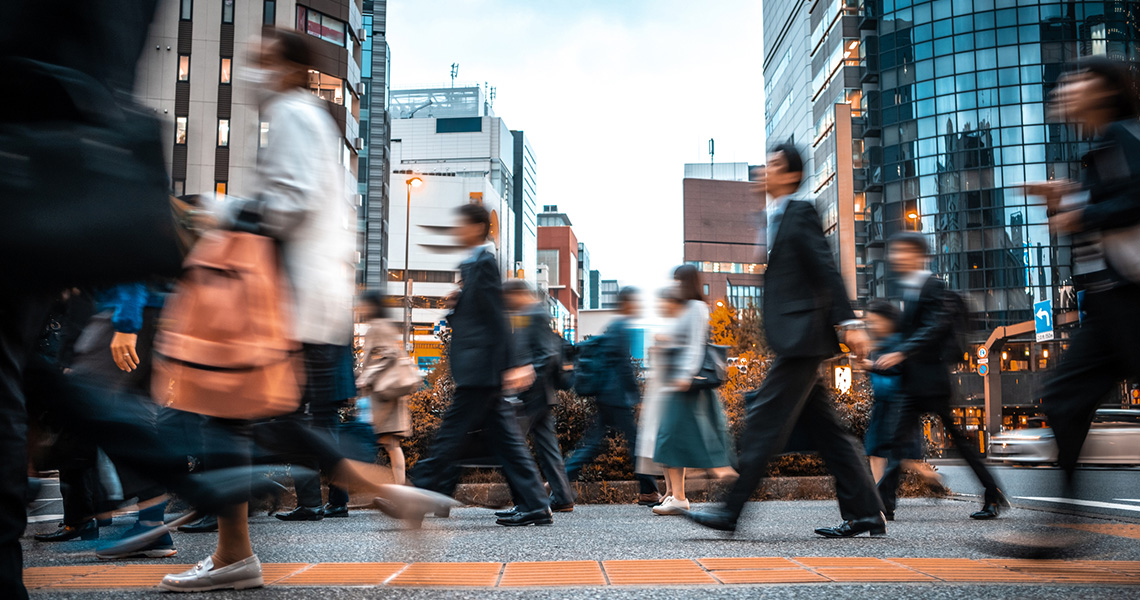 People walking on a crossing